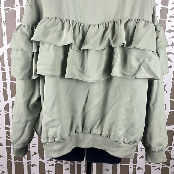 Lane Bryant Pistachio Green Ruffled Zip Up Bomber Windbreaker Jacket 18/20 - Picture 7 of 15
